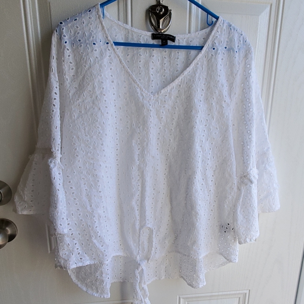 White eyelet blouse